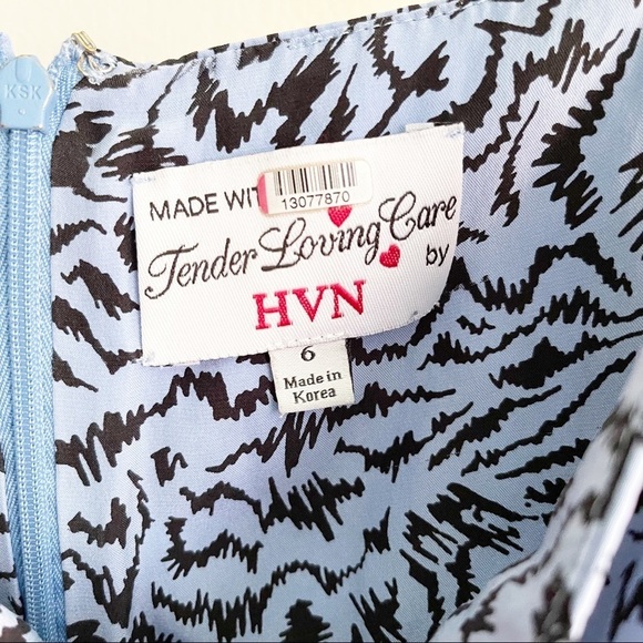 HVN Olympia Blue Silk Tiger Print Midi Dress - Picture 5 of 10